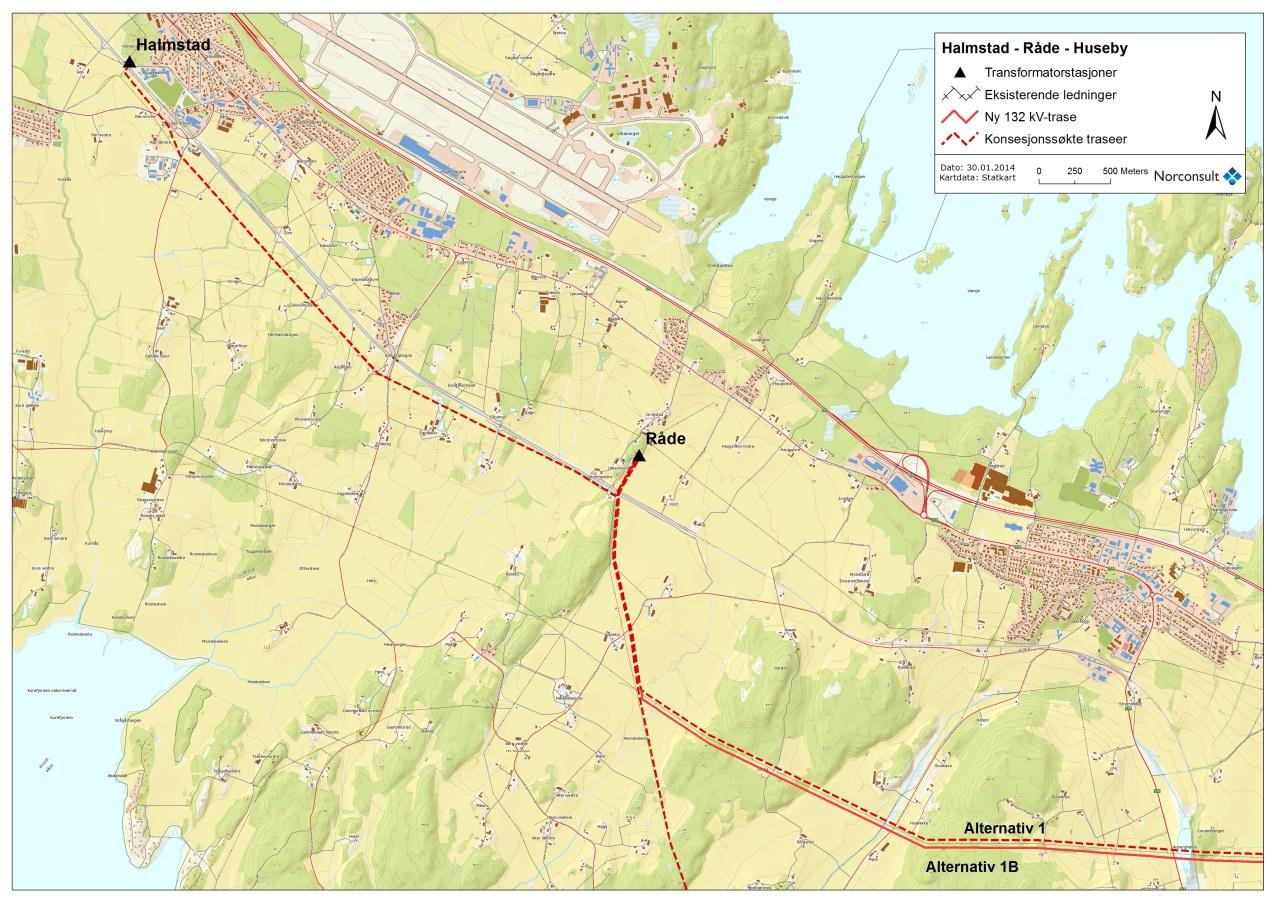 Løken Huseby Figur 3-6. Endring av mastetyper på strekningen Huseby - Råde.