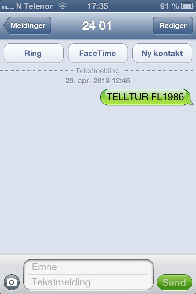 Registrer turmål med sms