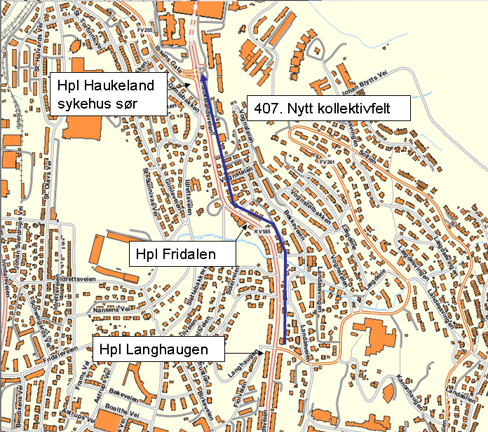 04.03.2008 Frem Bergen - Dokumentasjonsrapport 3.4.2 Tiltak 406. Kollektivfelt Landåstorget - Landåssvingen. Mot sentrum Problem: Kø mot Landåssvingen mot sentrum.