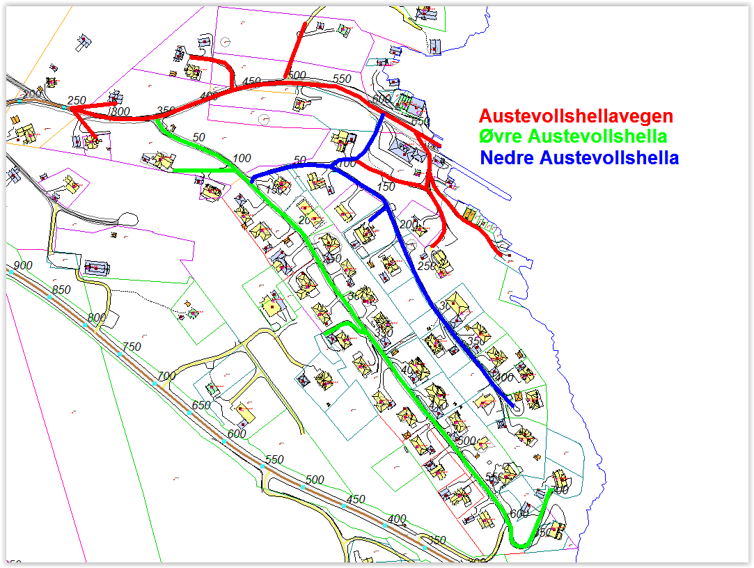 Nytt forslag: Nye vegparsellar: 1181, Øvre Austevollshella og 1182, Nedre Austevollshella Vedtatt i møte 30.10.2014 Sak 121/14 at denne parsellen skal delast i to parseller til.