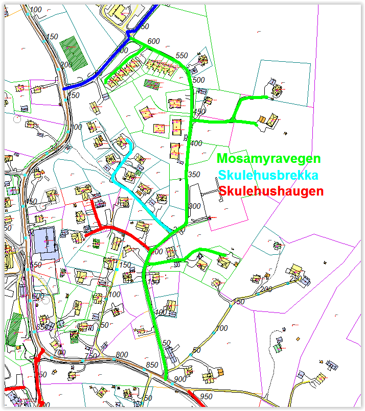 Nytt forslag: 2 nye vegparsellar: 1190, Skulehusbrekka og 1191, Mosamyra Namnet Mosamyra (veg 1191, ny parsell) og Skulehusbrekka (veg 1190, ny