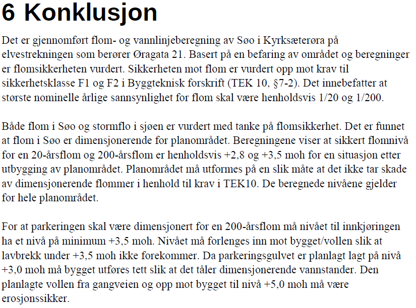 Utrag, konklusjon, fra NVE s rapport: