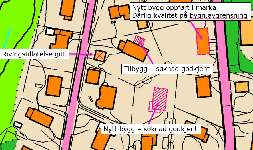 I FKB-Bygning foreslår vi å innføre egenskapen/kodelista «Innmålingsstatus» med følgende definisjon: Innmålingsstatus - informasjon om datagrunnlaget til omrisset i til bygningen i kartet.