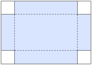 Oppgave 6 (5 poeng) Tenk deg at du har et stykke papp med form som et rektangel. Rektangelet er 20 cm langt og 14 cm bredt. I hvert hjørne av rektangelet skal du klippe bort et kvadrat.