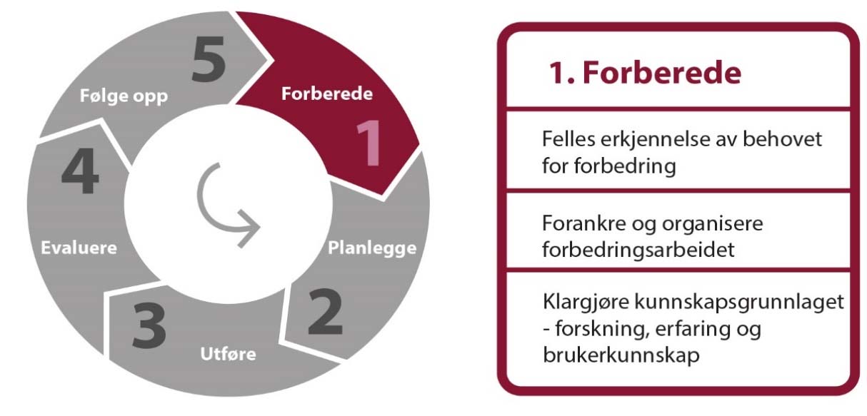 Figur 5. Fase 1 i modell for kvalitetsforbedring Felles erkjennelse av behovet for forbedring Dette er utgangspunktet for alt forbedringsarbeid (1).