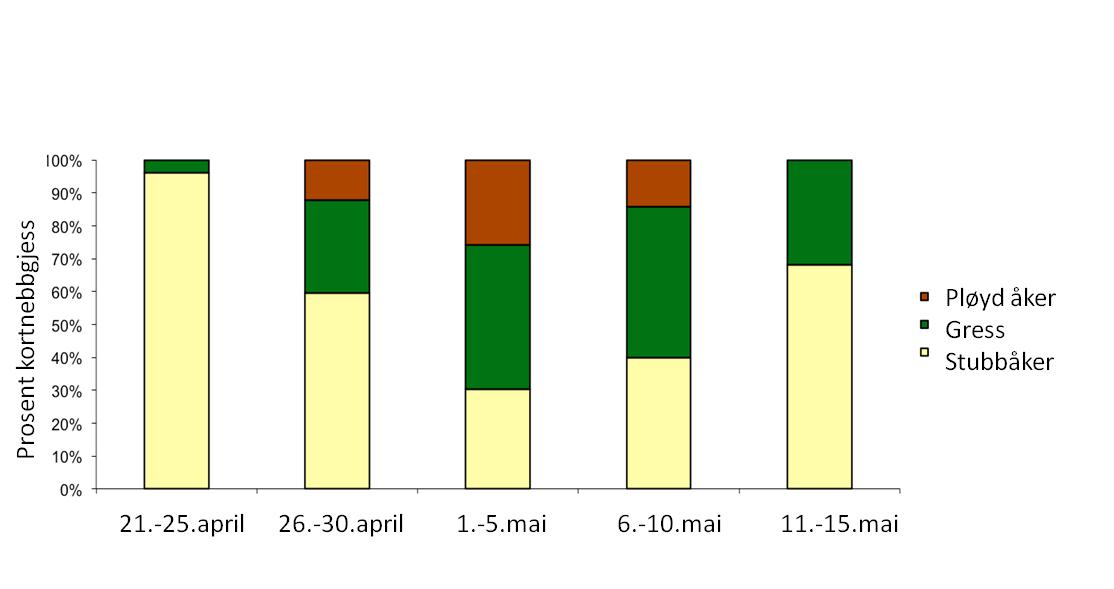 absorberes eller blir fanget opp av friarealene. Beregningene viser at omtrent halvparten (55 %) av den samlede gåsebelastningen på gressarealer er på friarealene.