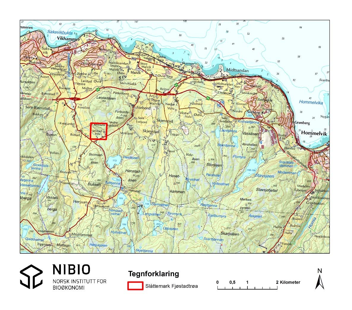 2 Spesiell del: Skjøtselsplan for Fjølstadtrøa Fjølstadtrøa ligger i Malvik kommune, ca. 4 km fra Vikhammer (figur 1). Figur 1. Oversikt over lokaliteten Fjølstadtrøa. Kartgrunnlag: Norge digitalt. 2.