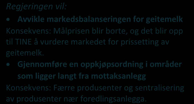 reguleringstiltakene på egg og utarbeide prognoser. Felles for kjøtt Sau/ lam og storfe ligger allerede i volummodellen. Det foreslås ingen umiddelbare endringer her.