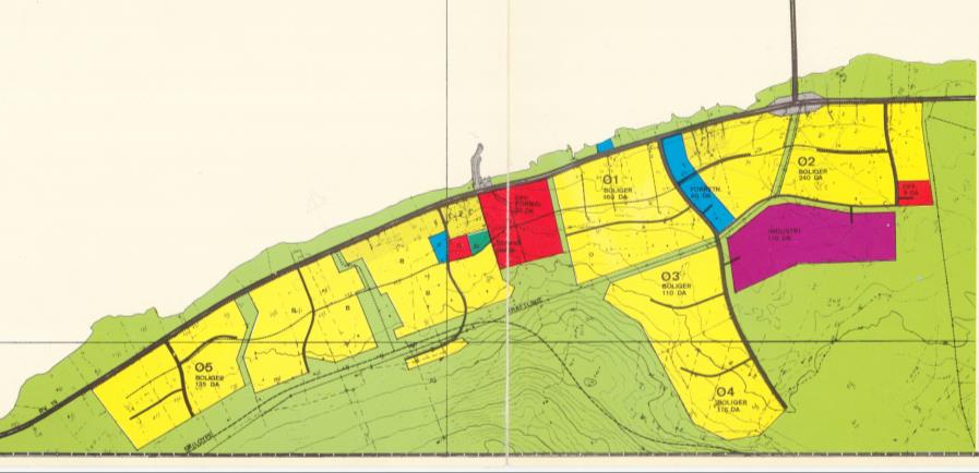 Strand Følgende områder på Strand videreføres ikke som boligformål: - Ø2, Ø3, Ø4, Ø5 Under vises kartutsnitt fra gjeldende kommunedelplan for Strand, Generalplan fra 1981.