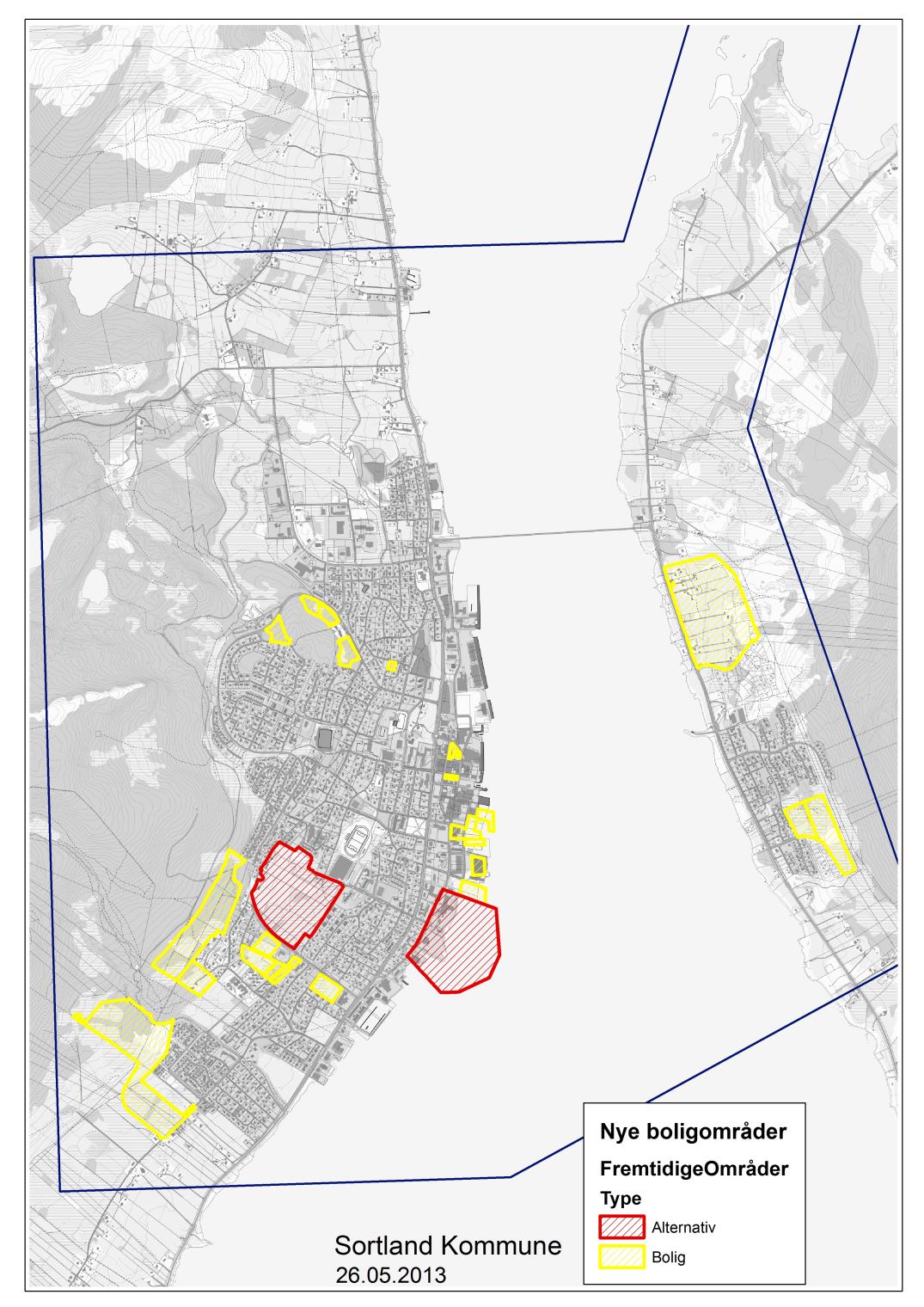 5.2 Areal avsatt til boligformål Fremtidige boligområder som i dag ikke er utbygd, og som byplanen avsetter til boligformål fremkommer i kartet under.