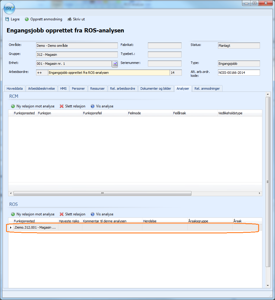 I denne versjonen har også tittelen på skjermbildet for avansert søk for RCM analyser blitt endret fra RCM analyse til Søk i RCM-analyser slik at syntaksen blir mer lik de andre skjermbildene for