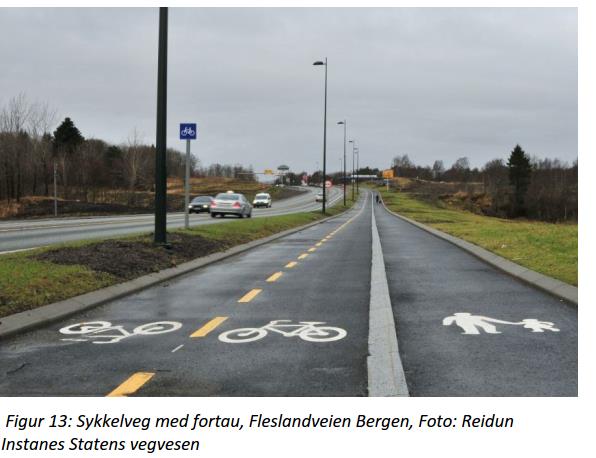 Sykkelvegekspressveg Gjennomgående sykkelveg bak holdeplass med fortau Presentert som: Godt eksempel ift framkommelighet MEN hvor skal vi legge snøen fra veg, busslomme, fortau og