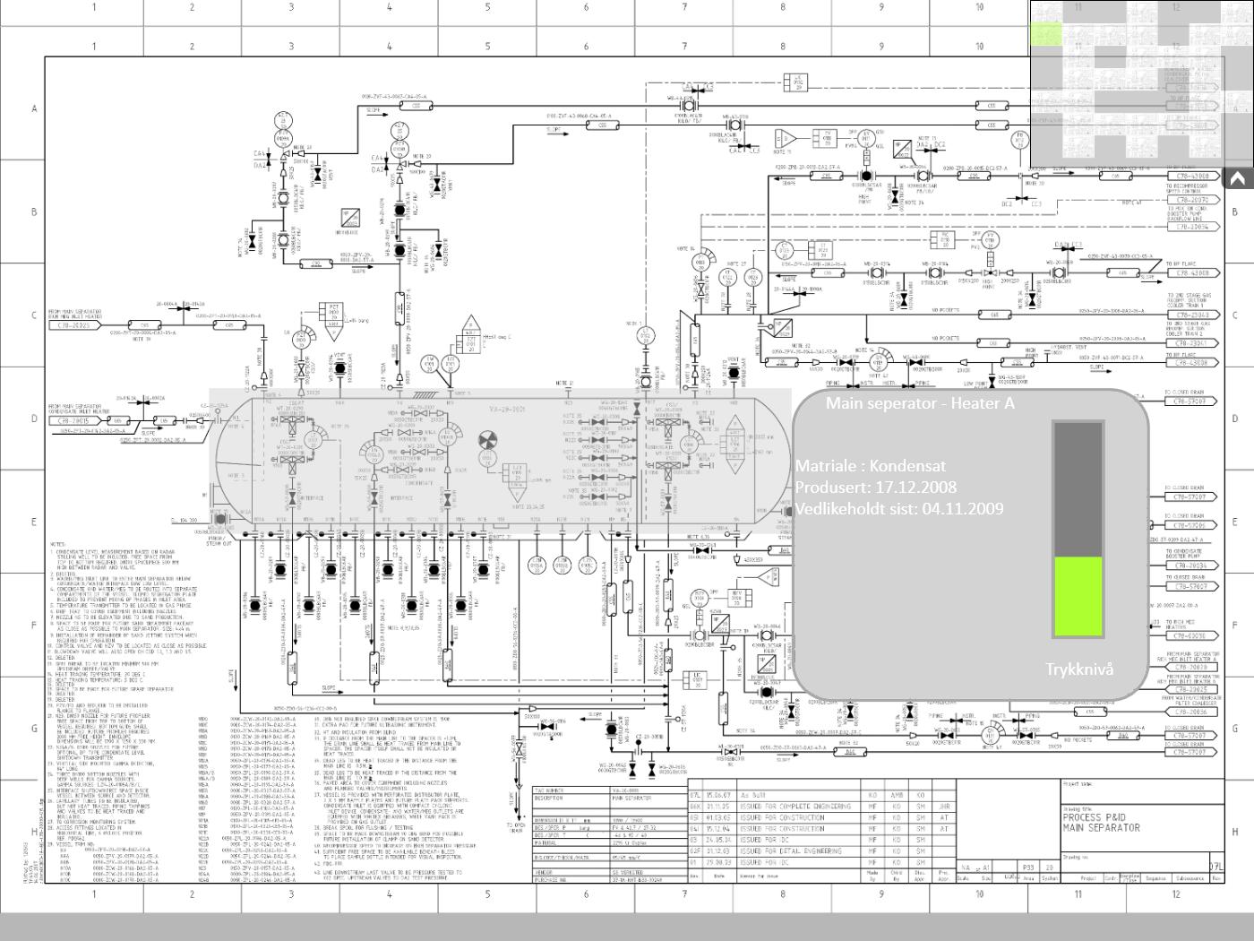 Figur 10 Visning av objektinformasjon i et P&ID diagram For mer utfyllende informasjon om hvordan applikasjonen kan brukes se Produktrapporten Vedlegg Brukerveiledning.