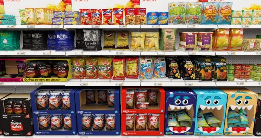 Disrupts shopper s searching behavior Monster Chips on the shelf in basic