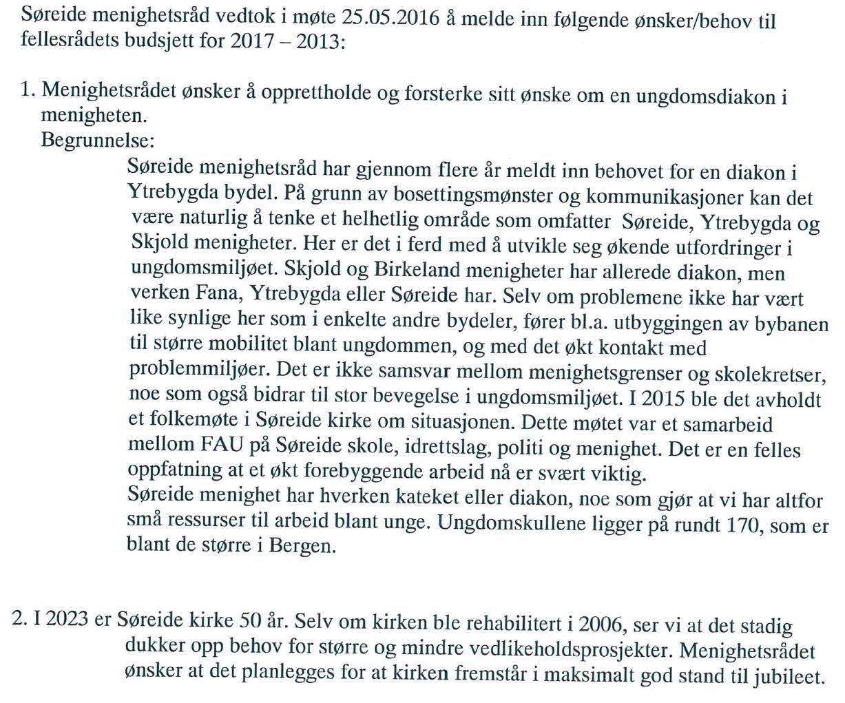 Sælen: Søreide: Ytrebygda: se Fana Ytre Arna: Innspel til budsjett frå Ytre Arna sokneråd: Full opprusting av bårehuset (mykje fukt og sopp).