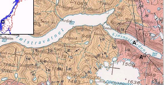 5.2 Naturgrunnlag 5.2.1 Geologi og landskap Berggrunnen i området kring Myklebustelva og Jølstervatnet tilhøyrer grunnfjellsunderlaget og består av omdana bergartar frå mellom- til seinproterozoisk
