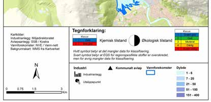 Figur 9. Oversikt over økologisk og kjemisk tilstand for alle stasjoner. Økologisk tilstand kan ikke klassifiseres, da det ikke er undersøkt noen biologiske kvalitetselementer.