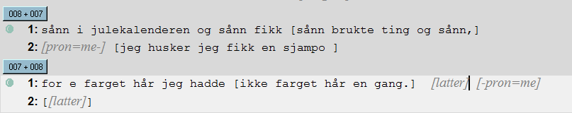 Når det er ikke-språklige lyder (se 3.5.3.8) som overlapper, markerer vi det i prinsippet på samme måte som annen tale.