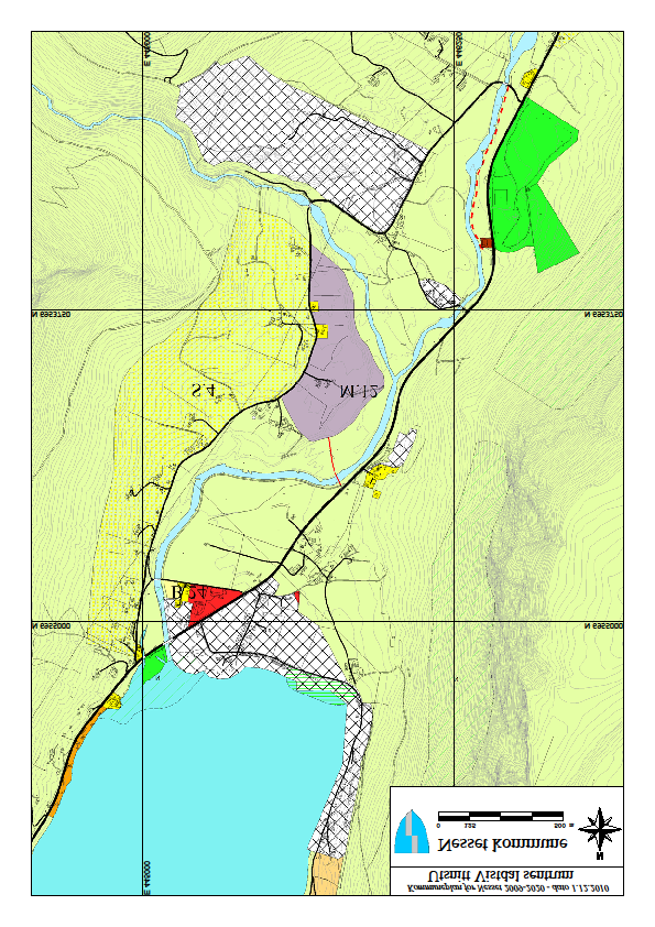 Kommuneplan for Nesset Side 98 Vistdal nedre M12 Nytt område for masseuttak S4 Spredt boligbygging Lange Område for masseuttak av grus/sand, med alternativ ny atkomstvei som innebærer ny bru over