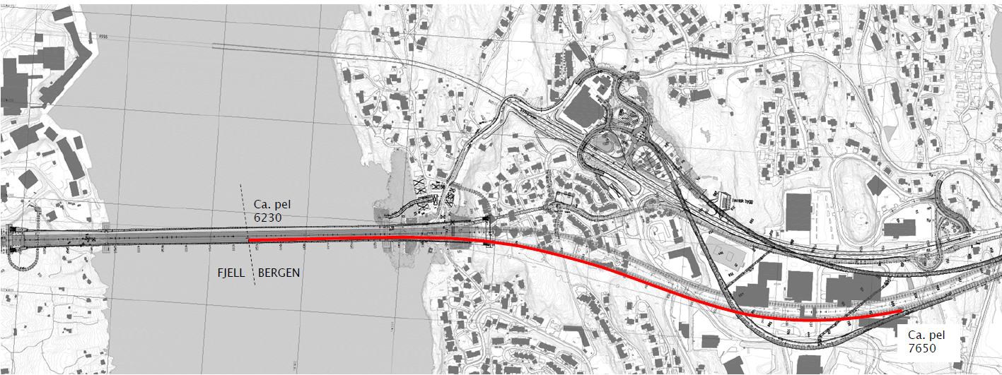 Figur 1 Kollektivfeltet er illustrert i kartskissen under. Som nevnt mener byrådet at denne løsningen tilsier at Statens vegvesen kan frafalle den varslede innsigelsen.