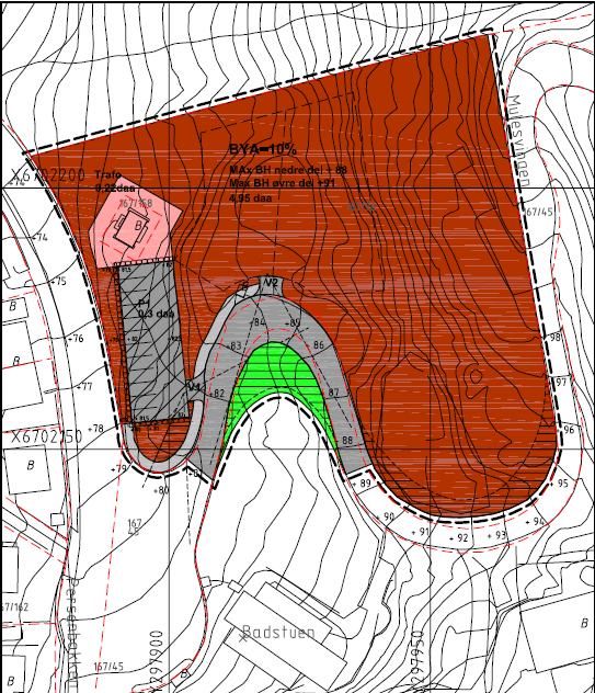 Forslag til planprogram - reguleringsplan med konsekvensutredning for Mulebanen 14 Figur 9 Plan nr. 378 100, Mulesvingen barnehage. Planer i nærheten av planområdet: planid: 3780000. Bergenhus.