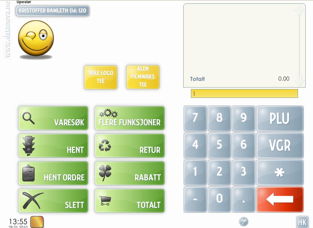 Når varetellingskvitteringen er laget og skrevet ut, havner man tilbake i startmenyen i Salgspunktet. REPETER ALT DU HAR GJORT TIL NÅ, TIL HELE BUTIKKEN ER TELT NB!