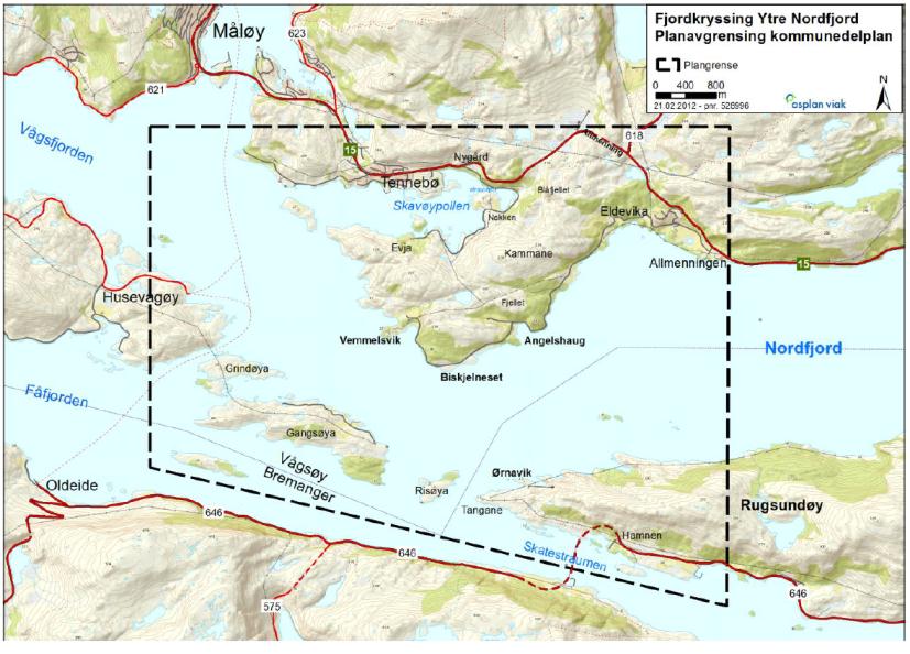 2 Dagens situasjon 2.1 PLANOMRÅDET 2.1.1 Planområdet hovudtrekk Planområdet ligg i Ytre Nordfjord og er dominert av open lynghei med innslag av mindre områder med skog og myr.