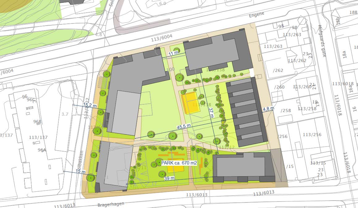 Dokumentnr.: 20140469-01-TN Side: 3 Fig.2- Situasjonsplan, planlagt utbygging 2 Grunnforholdene på tomta Den aktuelle tomt er ganske flat, med terreng på ca.