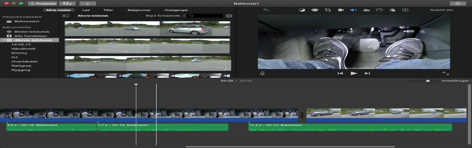 3.3 Redigeringsprogram Vi benyttet oss av redigeringsprogrammet imovie til å klippe og sette sammen rådata, fordi vi hadde erfaring med dette fra tidligere.