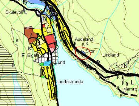 5 2. Eksisterende planer i området Statens vegvesen eier i dag et areal på nedsiden av E39 ved Moi hotell i Lund kommune. Det foreligger ingen reguleringsplan i området.