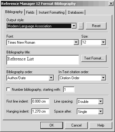 Generere bibliografi Når manuskriptet er ferdig skrevet eller underveis formateres manuskriptet til ønsket bibliografisk format. Word 2003: Generate bibliography.