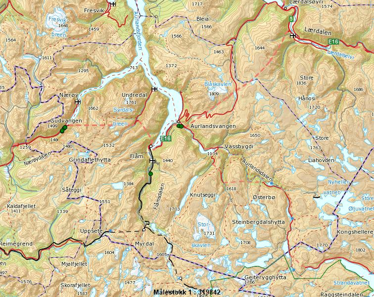 Figur 7: Viser trafikkdrepte hjort i Aurland 2010-2014.