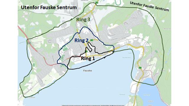 RINGINNDELING Ring 1 sentrum 12 etasjer Mønehøyde 36 m Bya 100% Garasjeanlegg på 1. plan godkjennes forutsatt butikk/kontor i front, min.