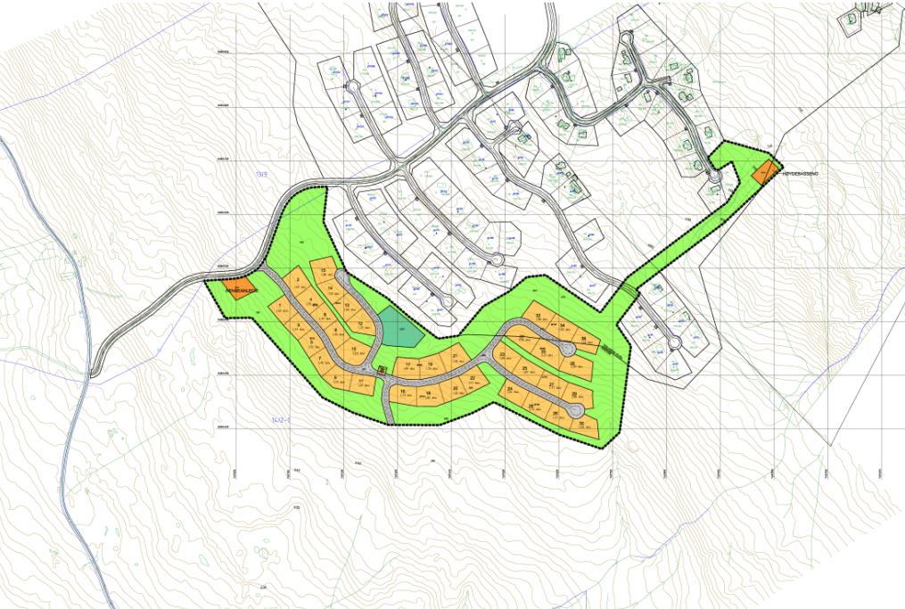 REGULERINGSPLAN ID 20150100, HYTTEOMRÅDE SOLBERGLIA 3, HB4506, TRYSIL KOMMUNE Ny skiløype (blå strek) for tilkobling til eksisterende løypenett.