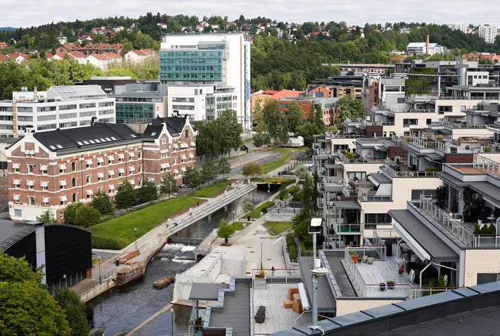 GRØNN FORTETTING: Utviklingen av Nydalen fra industriområde til fortettet bolig- og næringsområde følger ideen om å gi beboerne nærhet til jobb og studieområder.