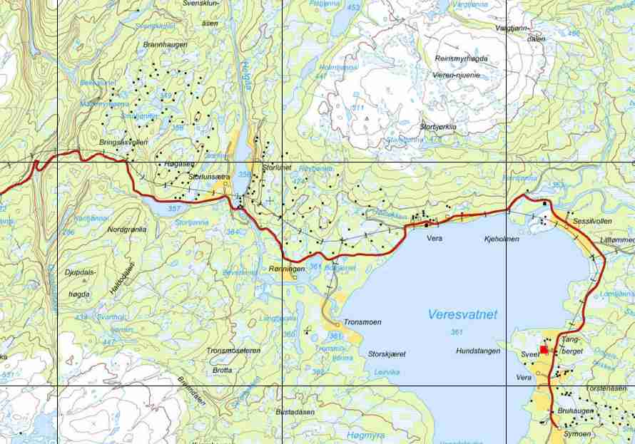 Tiltaksbeskrivelse: 1721/174/2, Bringsåsen - hytteområde Dagens formål Fritidsbebyggelse Situasjonskart Ikke spesifisert Foreslått formål Fritidsbebyggelse Forslagsstiller Grunneier.