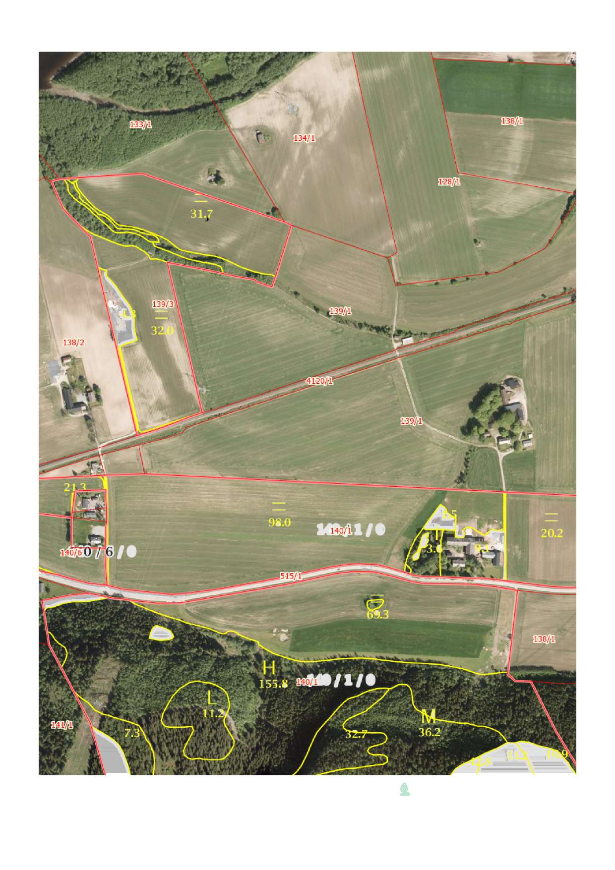 Landbrukseiendom 1 71 4-1 39/3 Markslag (AR5) 1 3 klasser 0 50 100 150m