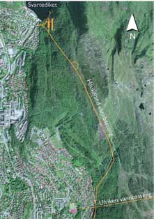 4.3 Viktige utviklingstrekk 4.3.1 Samkjøring av vannbehandlingsanleggene I distribusjonssystemet til vannforsyningen i Bergen inngår en rekke råsprengte fjelltunneler.