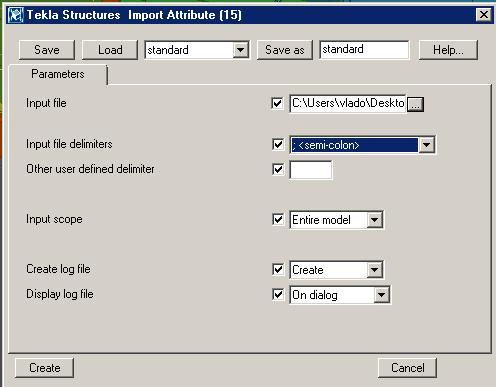 Figur 21. Import Attribute-vindu Siden rapportfilen er en.csv-fil så må Input file delimiters sette på semikolon.