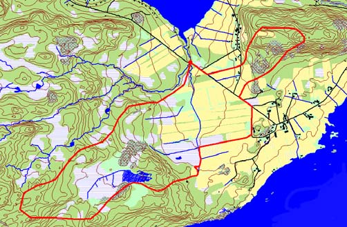 Naurstad, Bodø, Nordland Størrelse: 1460 daa, 42 % jordbruksareal Avsetningstype/jordart: grunn myr over siltig finsand Topografi: slake helninger mot bekken Driftsformer: husdyr (storfe)