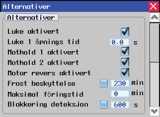 5.3.5 Innstillinger alternativer Her gjøres øvrige innstillinger og aktivering / deaktivering av ulike funksjoner Bilde 25 Luke aktivert / deaktivert - aktiver luken for å la FeedMixer automatisk