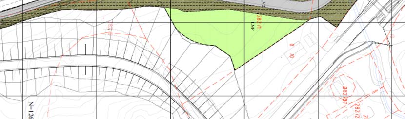 Alternativ 2: Plassering ved Haugsbakken (avkjøringsrampe) Utsnitt fra forslag til reguleringsendring vises under. Positive momenter: Plassering i forhold til Lygnabakka er god.