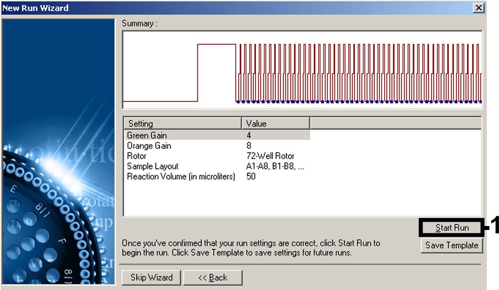 10. Forsterknings-(gain)-verdiene fastslått av kanalkalibreringen lagres automatisk og står oppført i siste menyvindu til programmeringsprosedyren (Figur 8). Klikk på Start Run (start kjøringen).