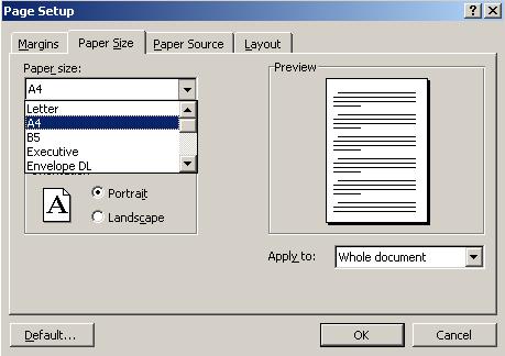 Paper size хэсэгт хэвлэх цаасныхаа форматыг өгнө. Энд форматыг жагсаалтаас сонгож болохоос гадна гараас хэмжээг оруулж өгч болно.