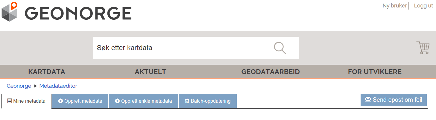 Vedlegg 1 Registrering av nye metadata ved hjelp av metadataeditor i Geonorge Metadataeditoren finnes på https://editor.geonorge.