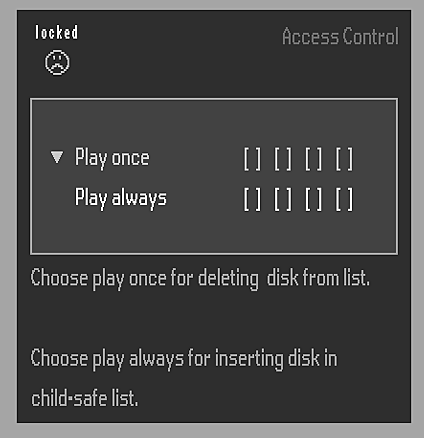7 Trykk på OK eller 1 for å bekrefte, og trykk på 1 en gang til for å gå ut av menyen. Nå må du taste inn koden hver gang du vil spille av en plate som ikke er godkjent.