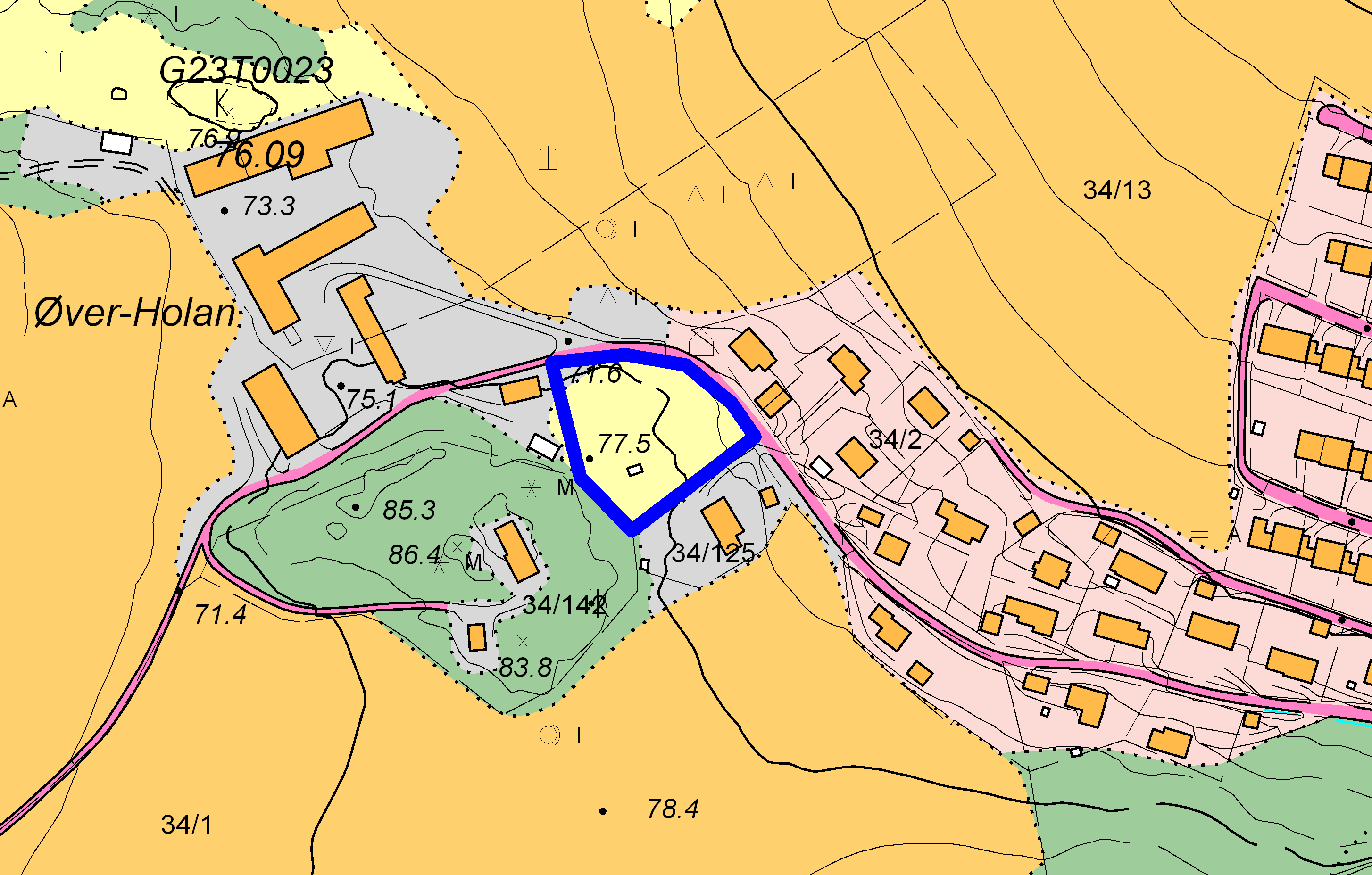 Tiltaksbeskrivelse: 1719/34/2, Holan søndre - boligareal Dagens formål LNF Situasjonskart innsbeite 3 dekar Foreslått formål Boligformål, 2 tomter Forslagsstiller Grunneier ssikkerhet Området ligger