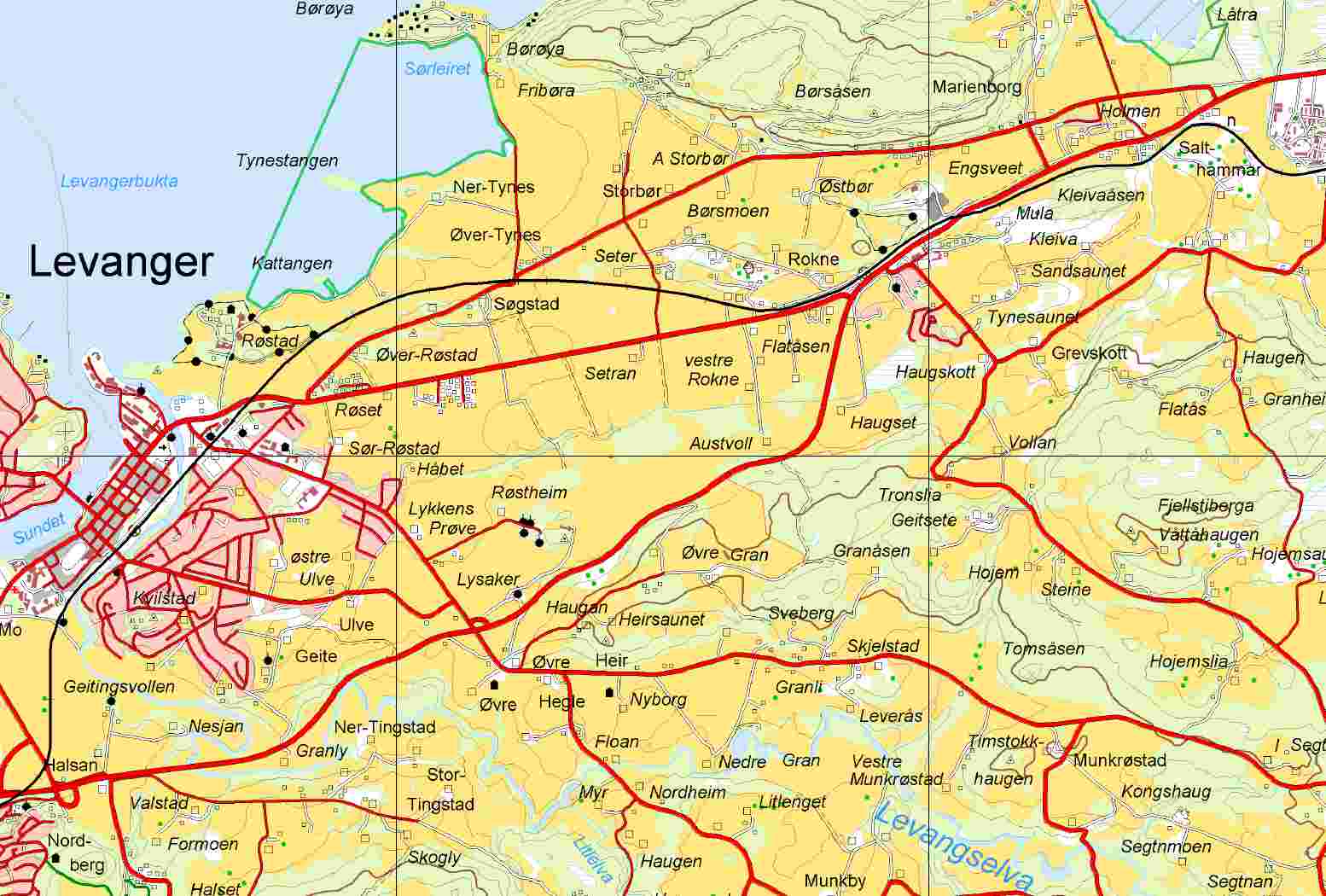 Tiltaksbeskrivelse: 1719/280/2, Granaa - boligområde Dagens formål LNF- Situasjonskart hovedsaklig skogs med blandet bonitet 175 daa Foreslått Boligområde formål Forslagsstiller Kommunen, 1.