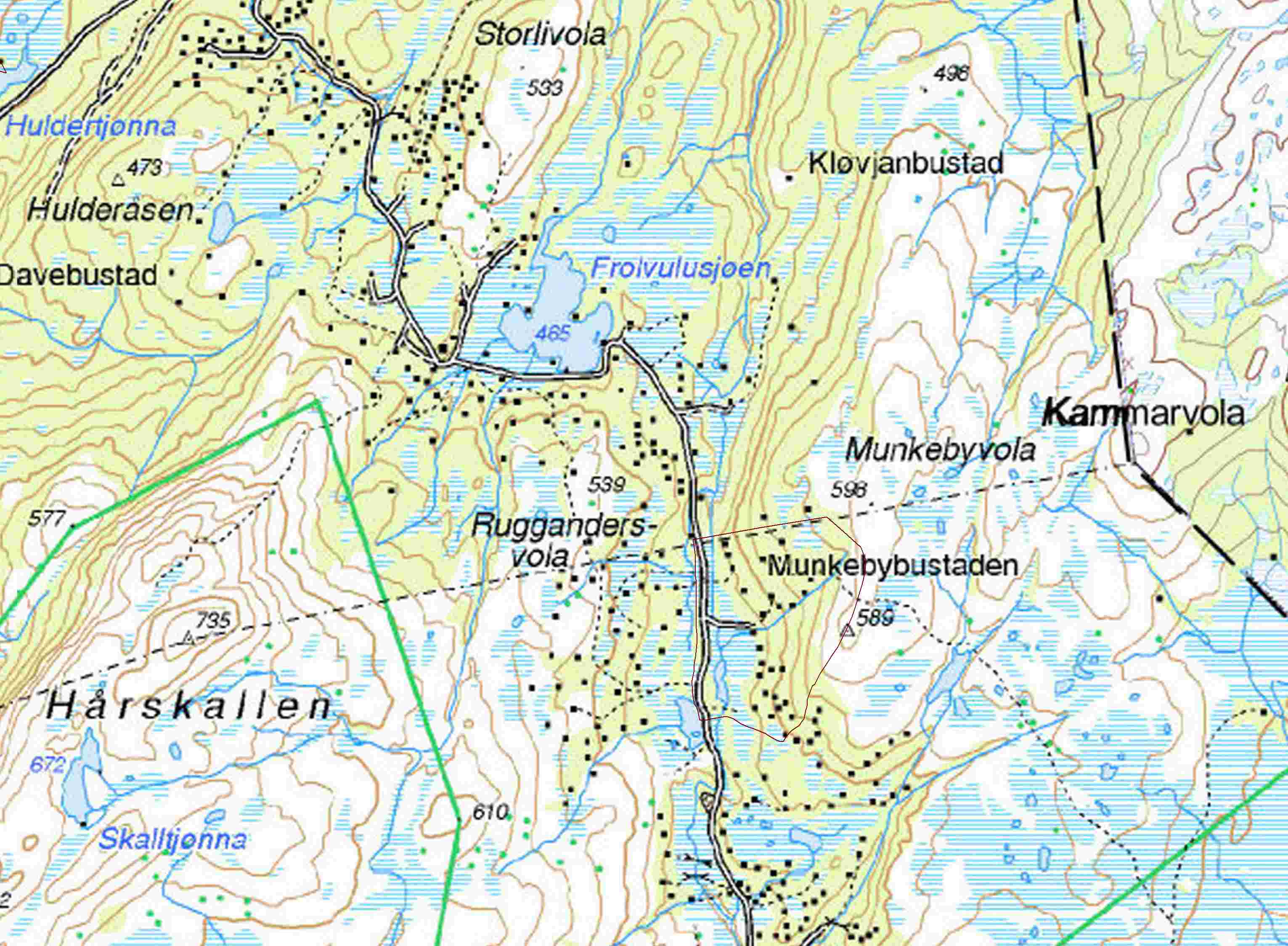 Ingen registrerte konflikter Reindrifts i nærområdet til hyttefeltet.