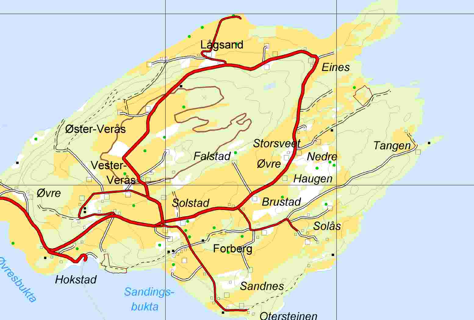 Tiltaksbeskrivelse: 1719/323/4, Storsveet, Ytterøy - hytteområde Dagens formål LNF Situasjonskart hovedsaklig skogs av middels bonitet 16 daa- 5 daa Foreslått formål Fritidsbebyggelse Forslagsstiller